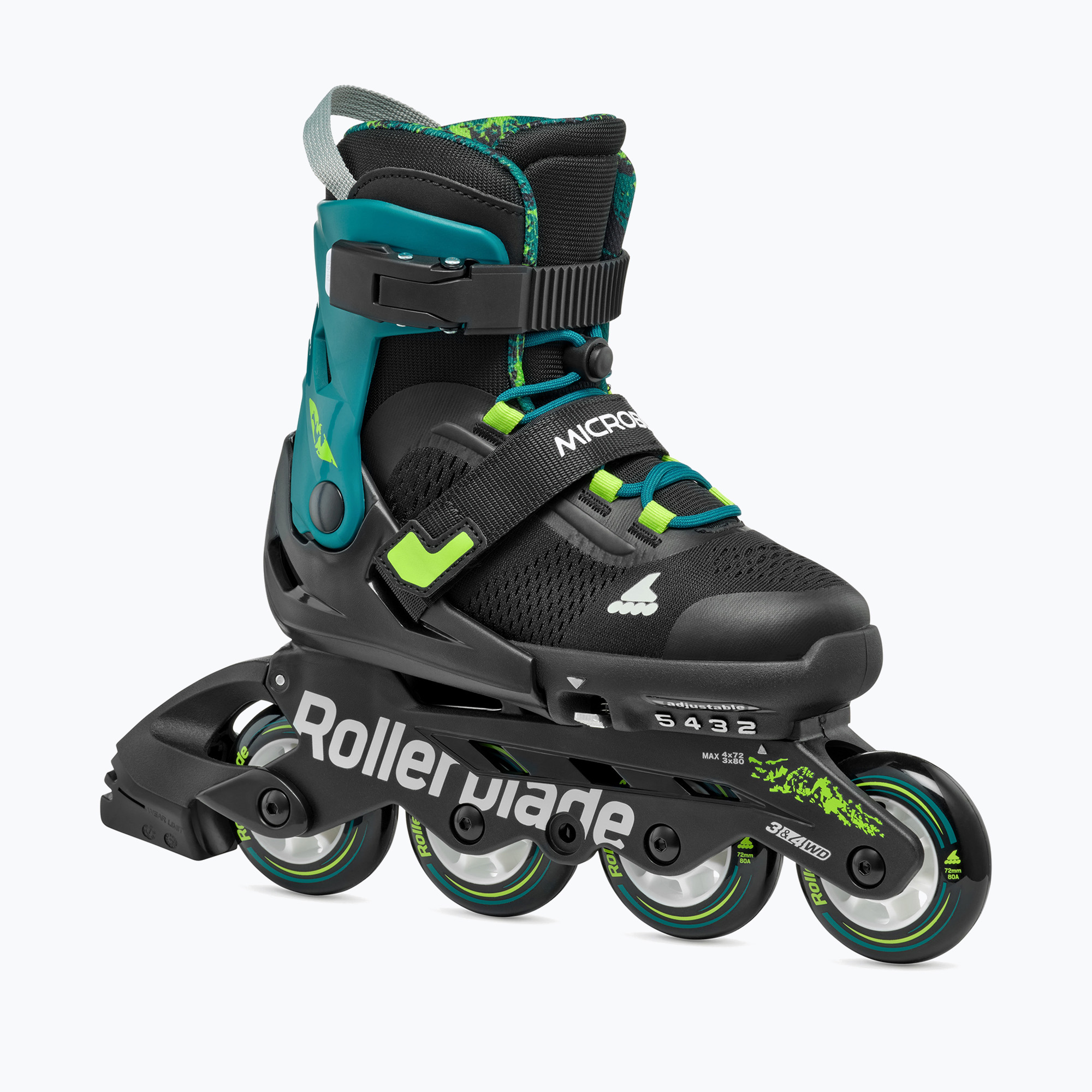 Role pentru copii Rollerblade Microblade XT Jr black/petrol green (Microblade XT Jr 86B0751520NG02)