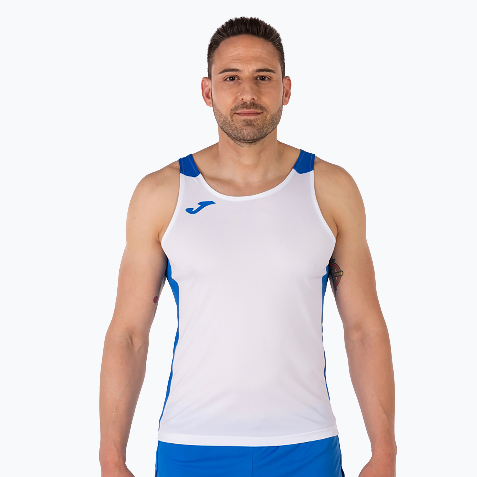 Top de alergat pentru bărbați Joma Record II white/royal (Record II Tank Top 102222)