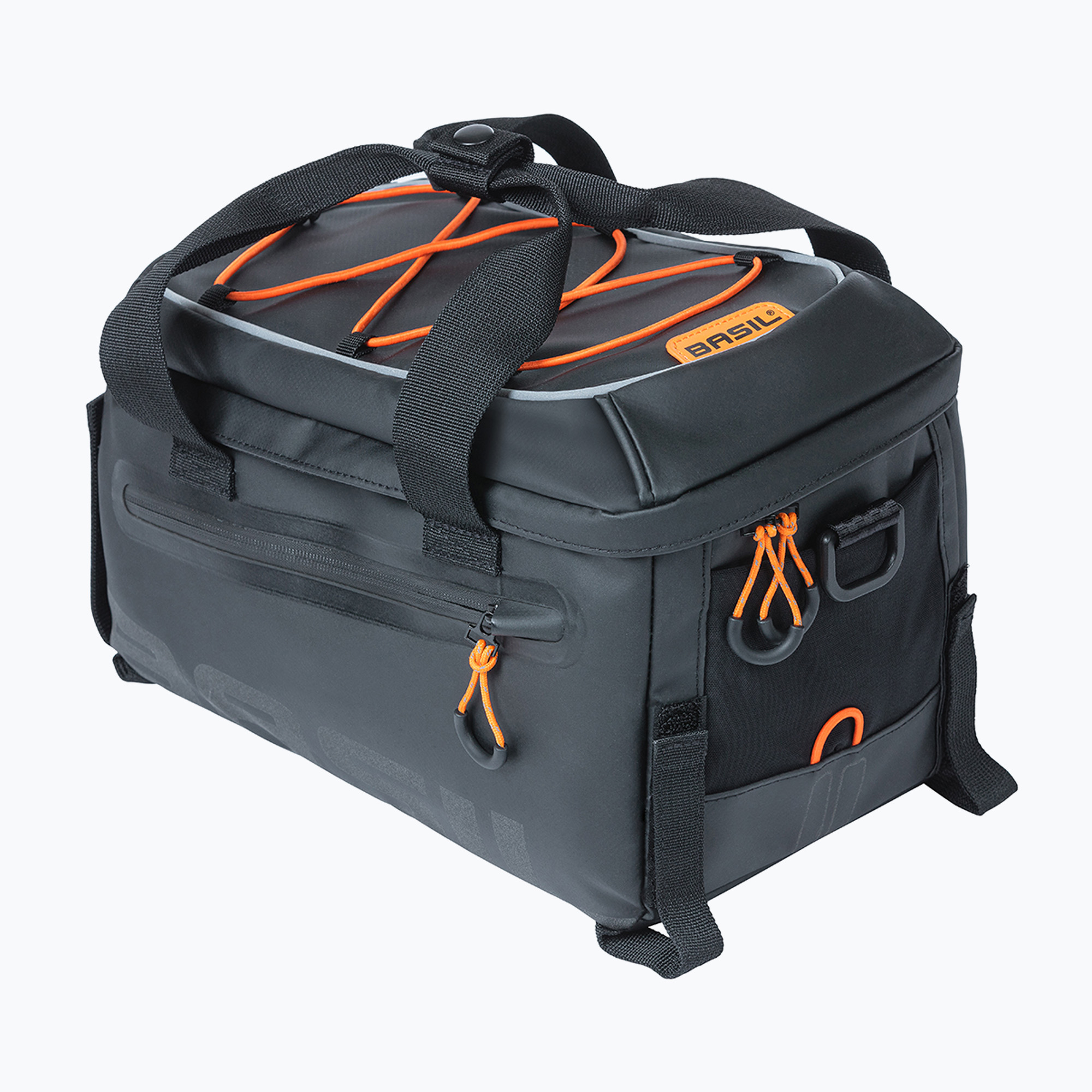 Geantă de bicicletă pentru portbagaj Basil Miles Tarpaulin 7 l black/orange (Miles Tarpaulin Trunk Bag B-18088)