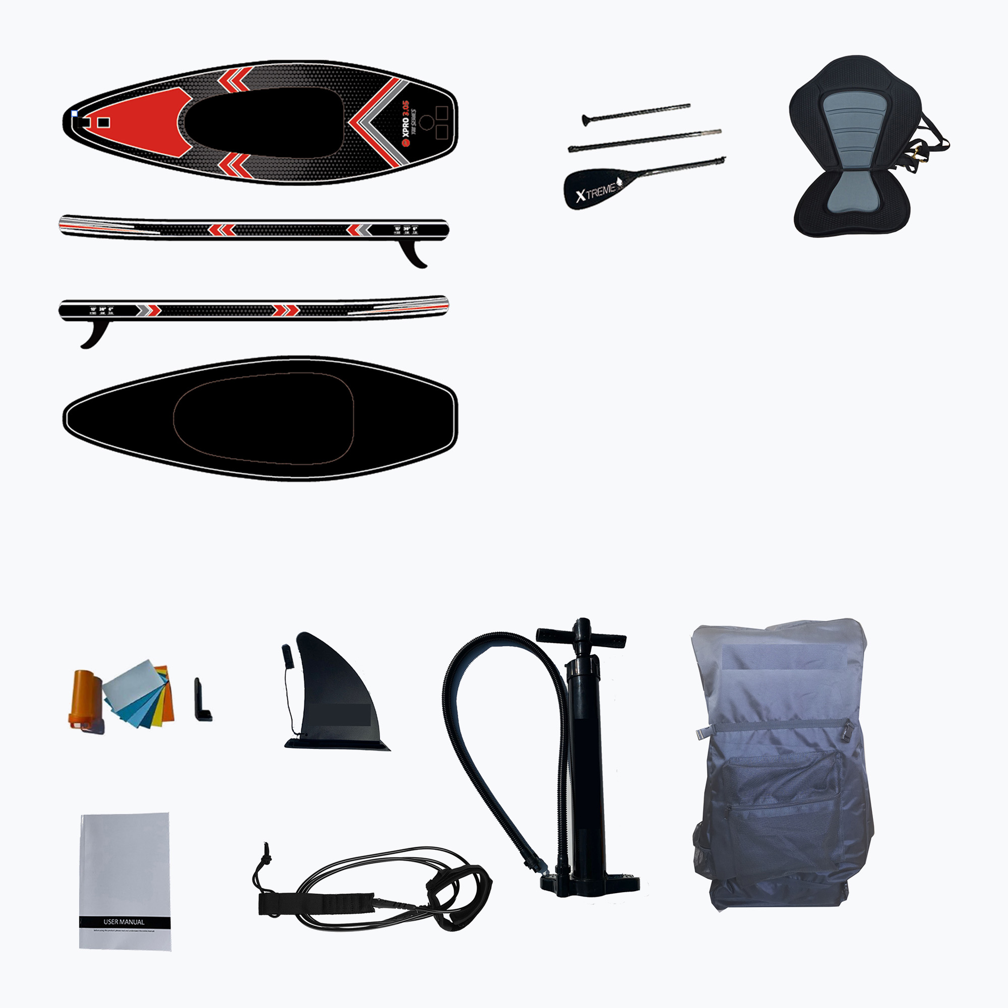 Kayak/SUP/Bodyboard hibrid 1 persoană Pure4Fun TRI Purpose negru P4F160020