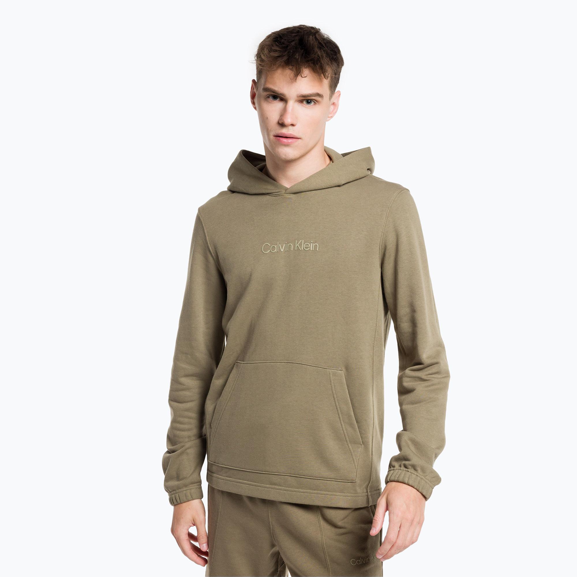 Hanorac cu glugă pentru bărbați Calvin Klein 8HU gri măsliniu (Hoodie 00GMS3W3038HU)