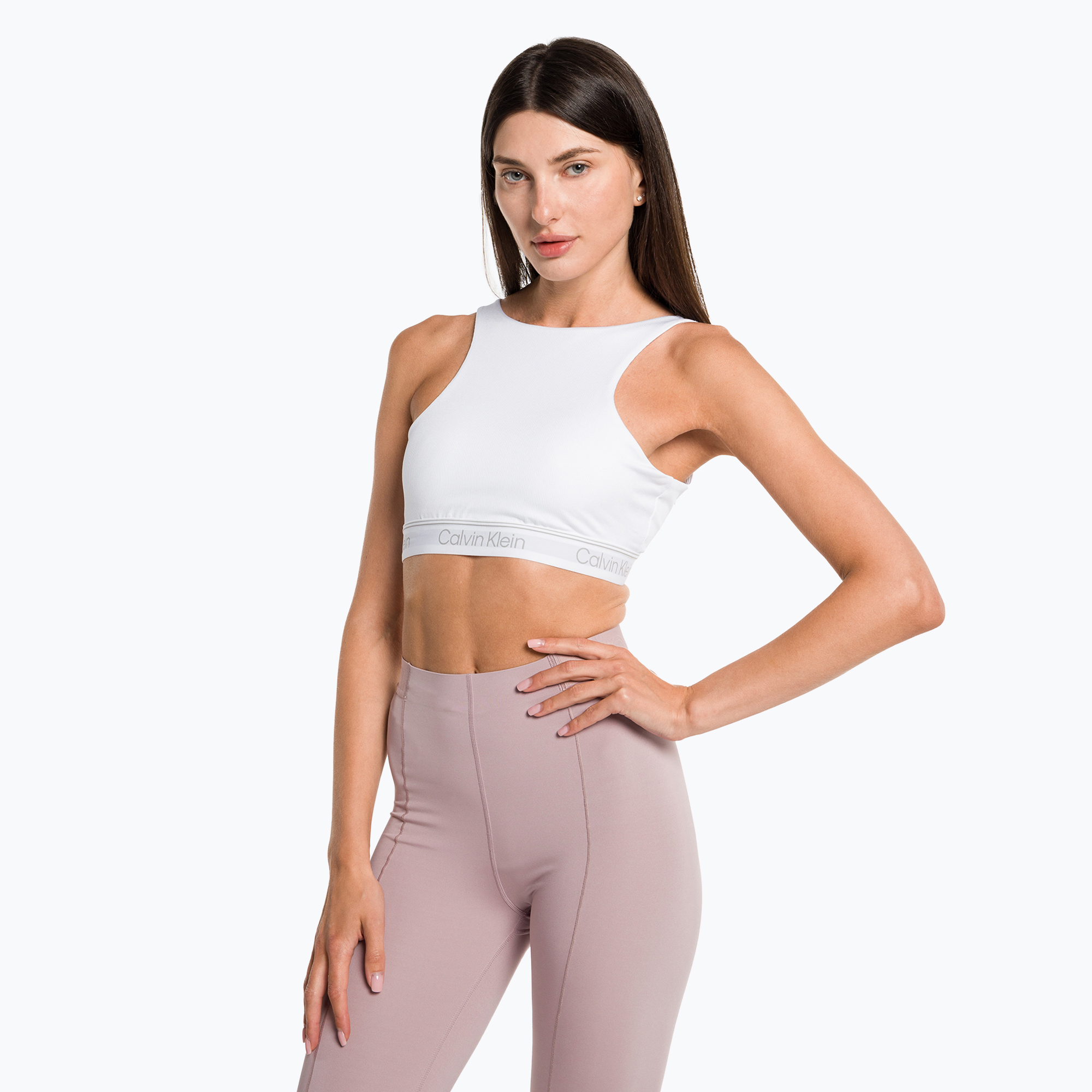 Sutien de fitness Calvin Klein Medium Support YAF alb strălucitor (Medium Support 00GWS3K123YAF)