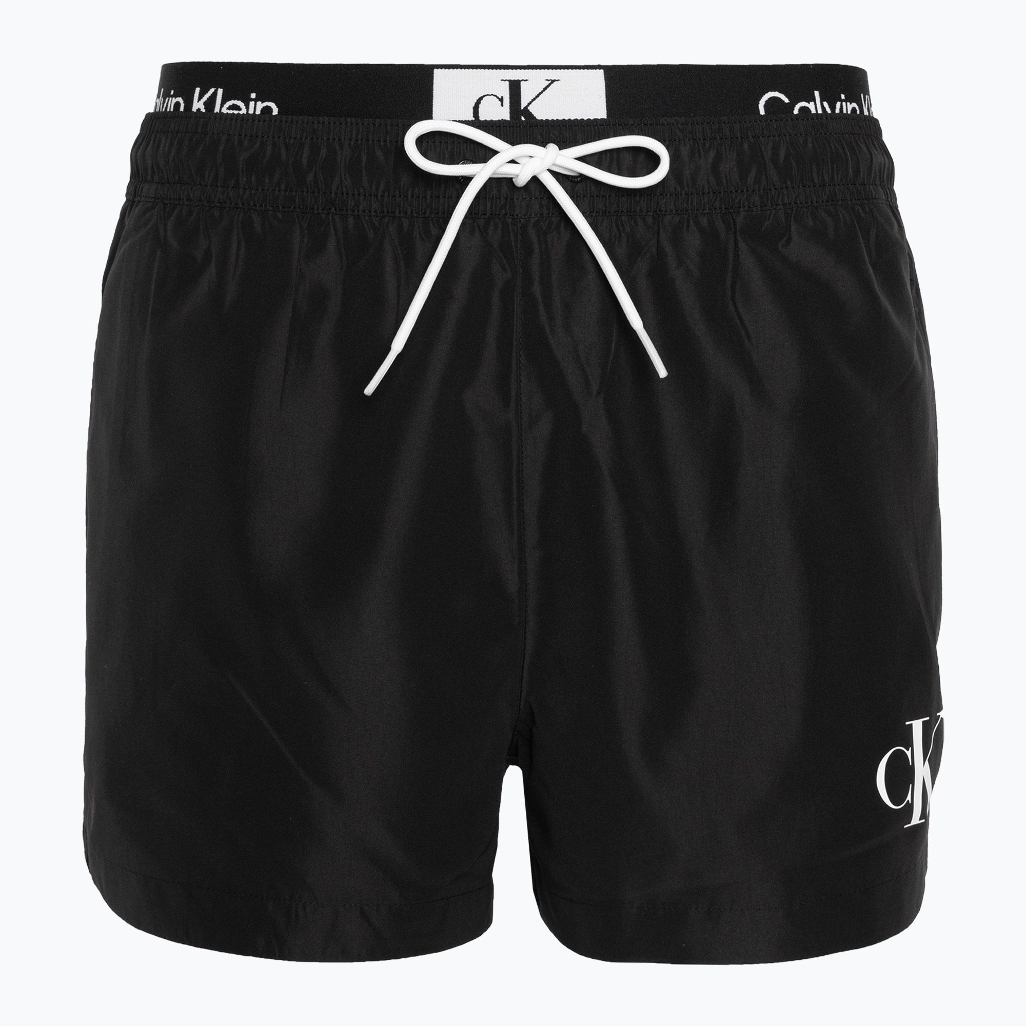 Pantaloni scurți de baie Calvin Klein Short Double Wb pentru bărbați, negru