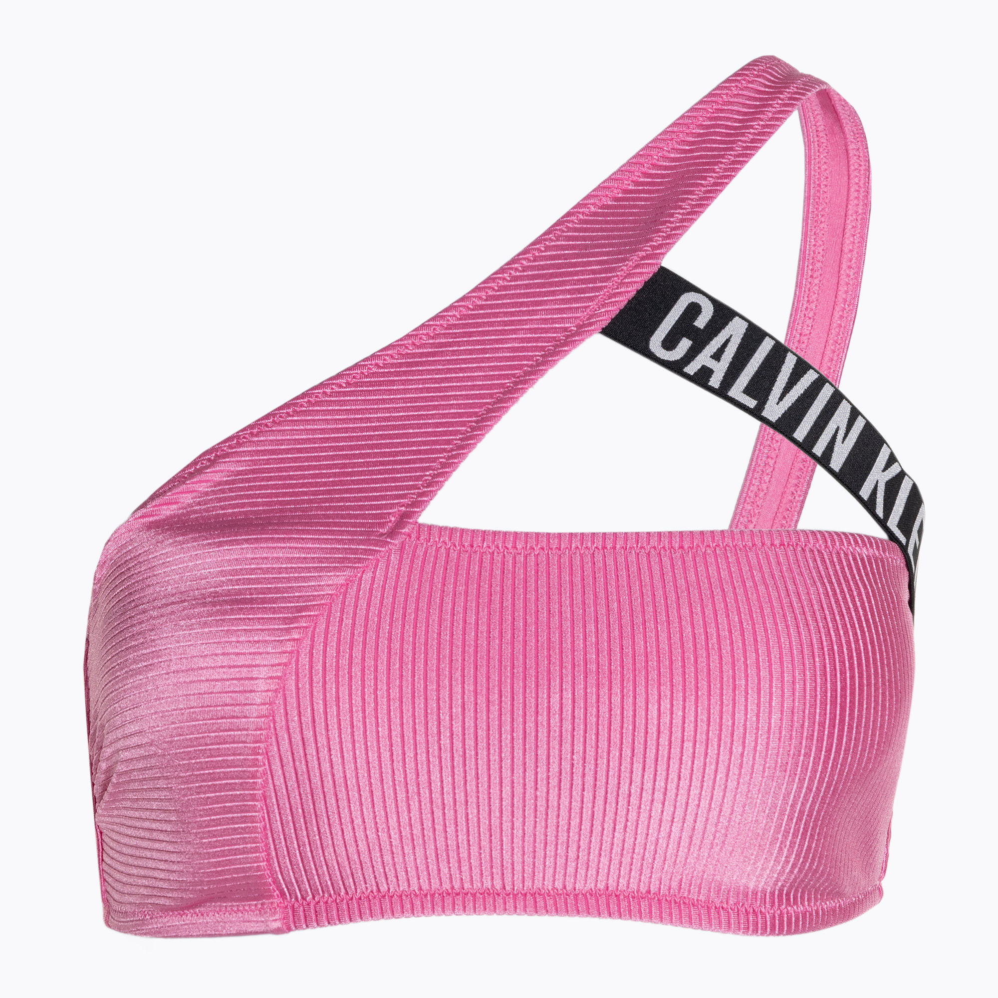 Partea de sus a costumului de baie Calvin Klein One Shoulder Bralette-RP bold pink