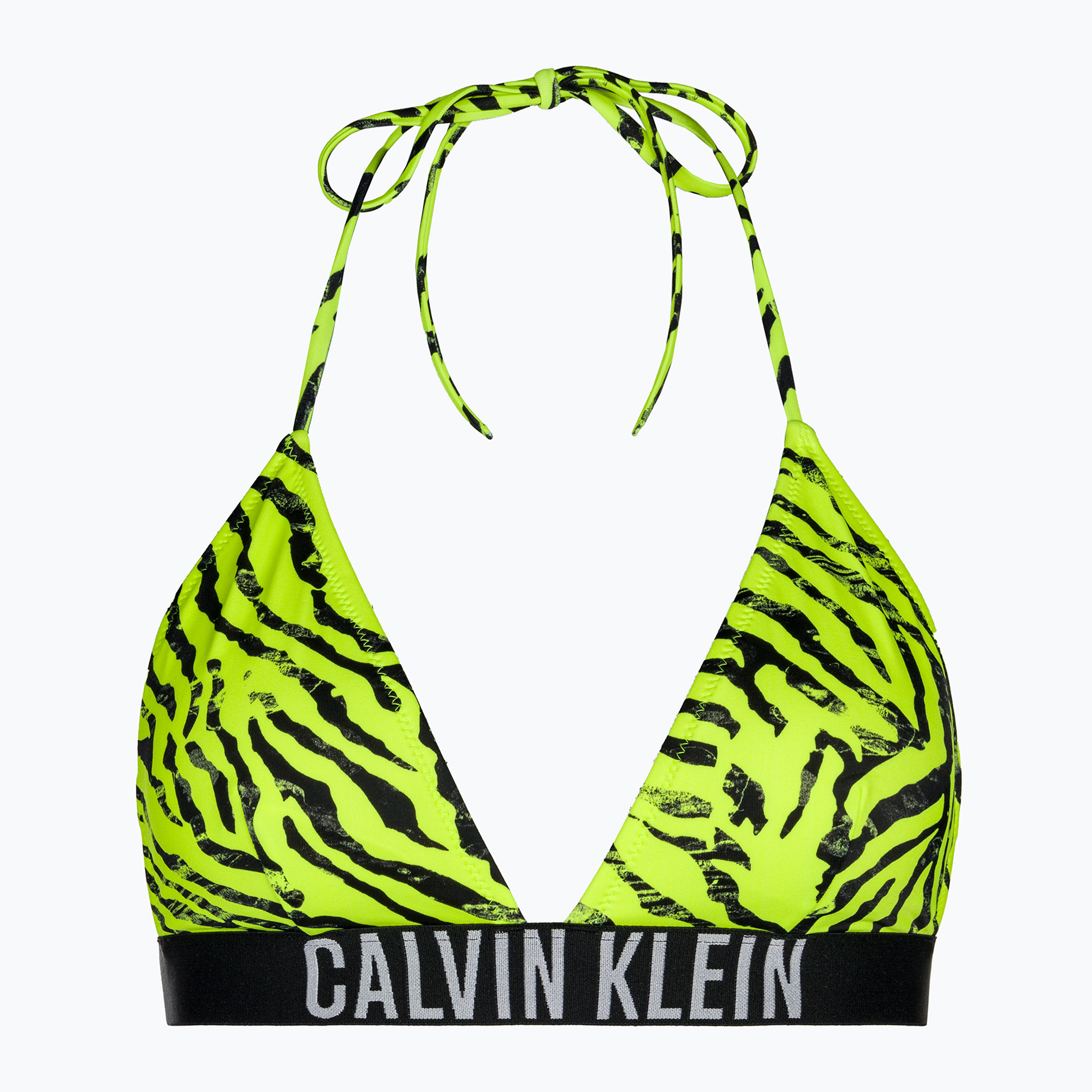 Partea de sus a costumului de baie Calvin Klein Triangle-RP Print zebra citrust burst