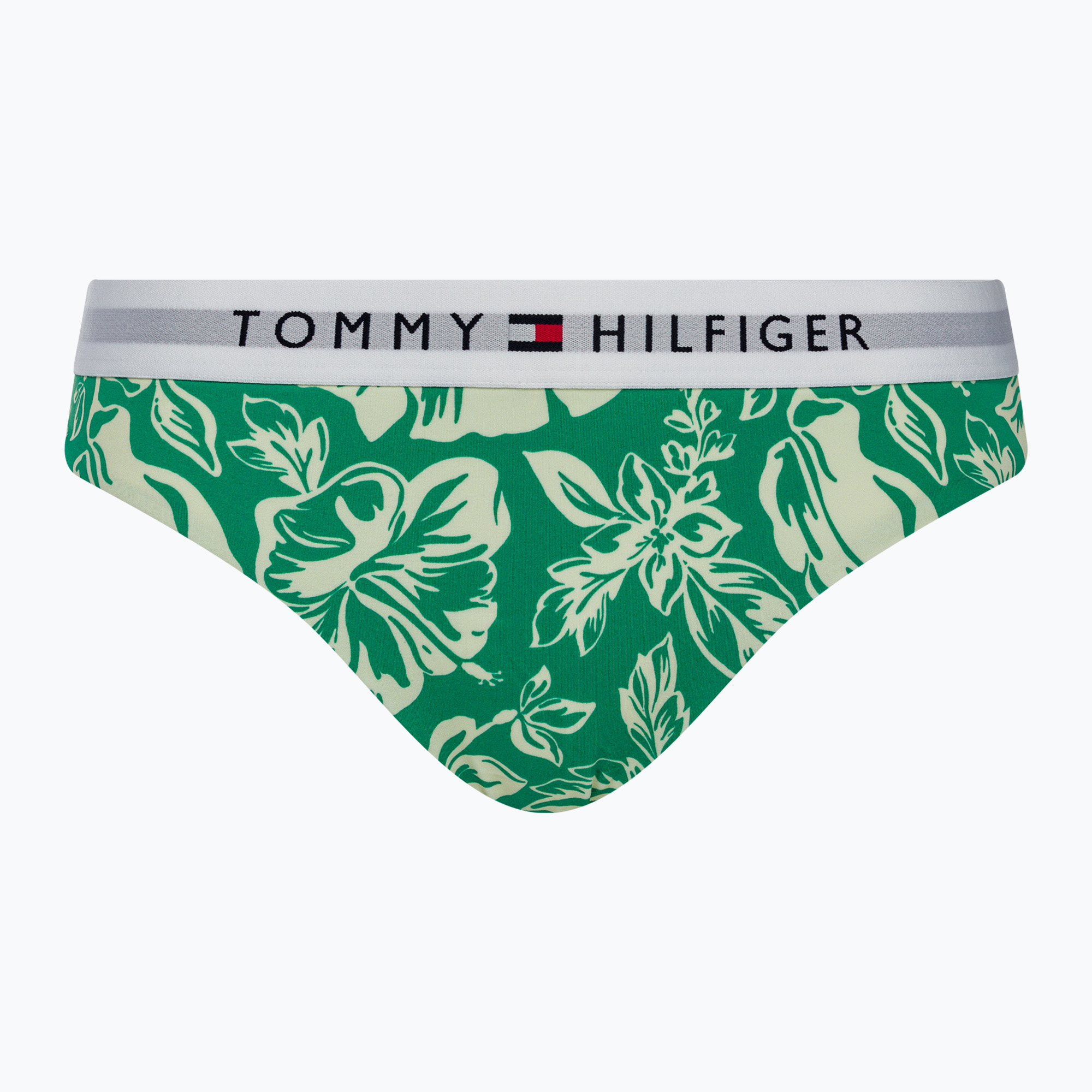 Partea de jos a costumului de baie Tommy Hilfiger Classic Bikini Print vintage tropical olympic green