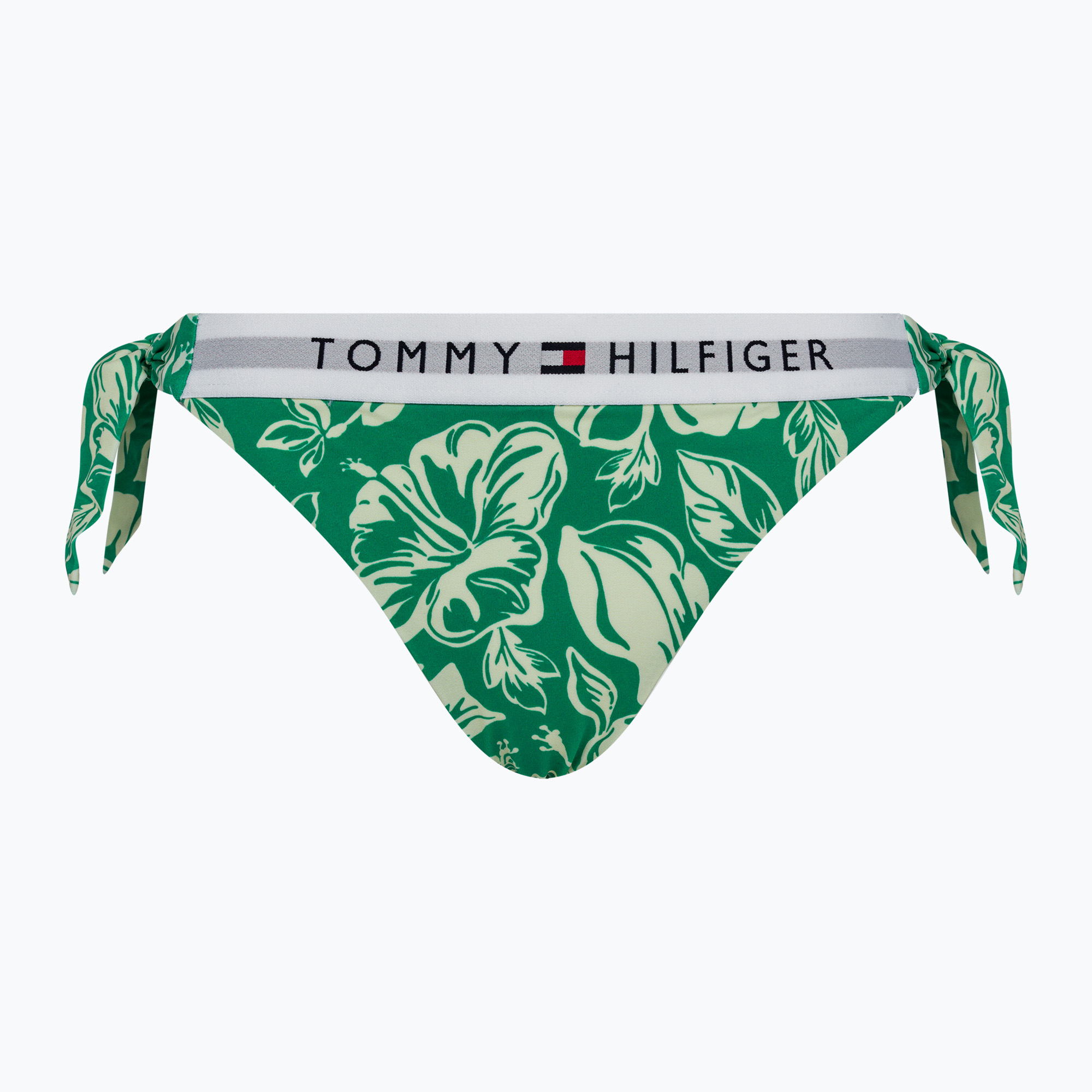 Partea de jos a costumului de baie Tommy Hilfiger Cheeky Side Tie Bikini Print vintage tropical olympic green