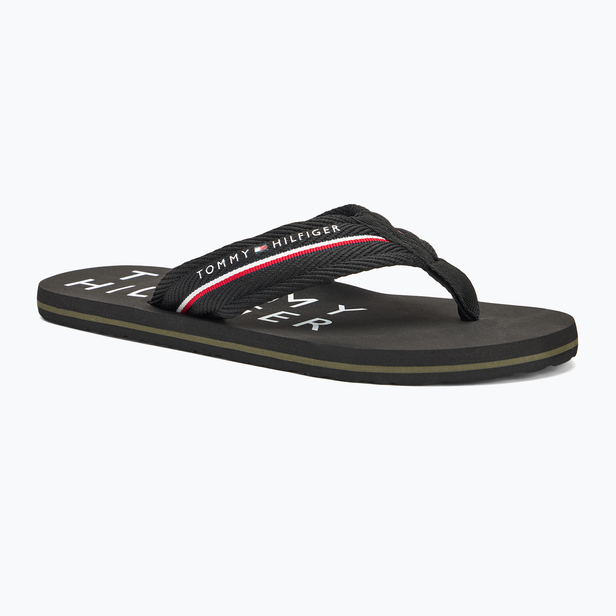 Papuci pentru bărbați Tommy Hilfiger Web Beach Sandal black (Web Beach Sandal FM0FM05340BDS)