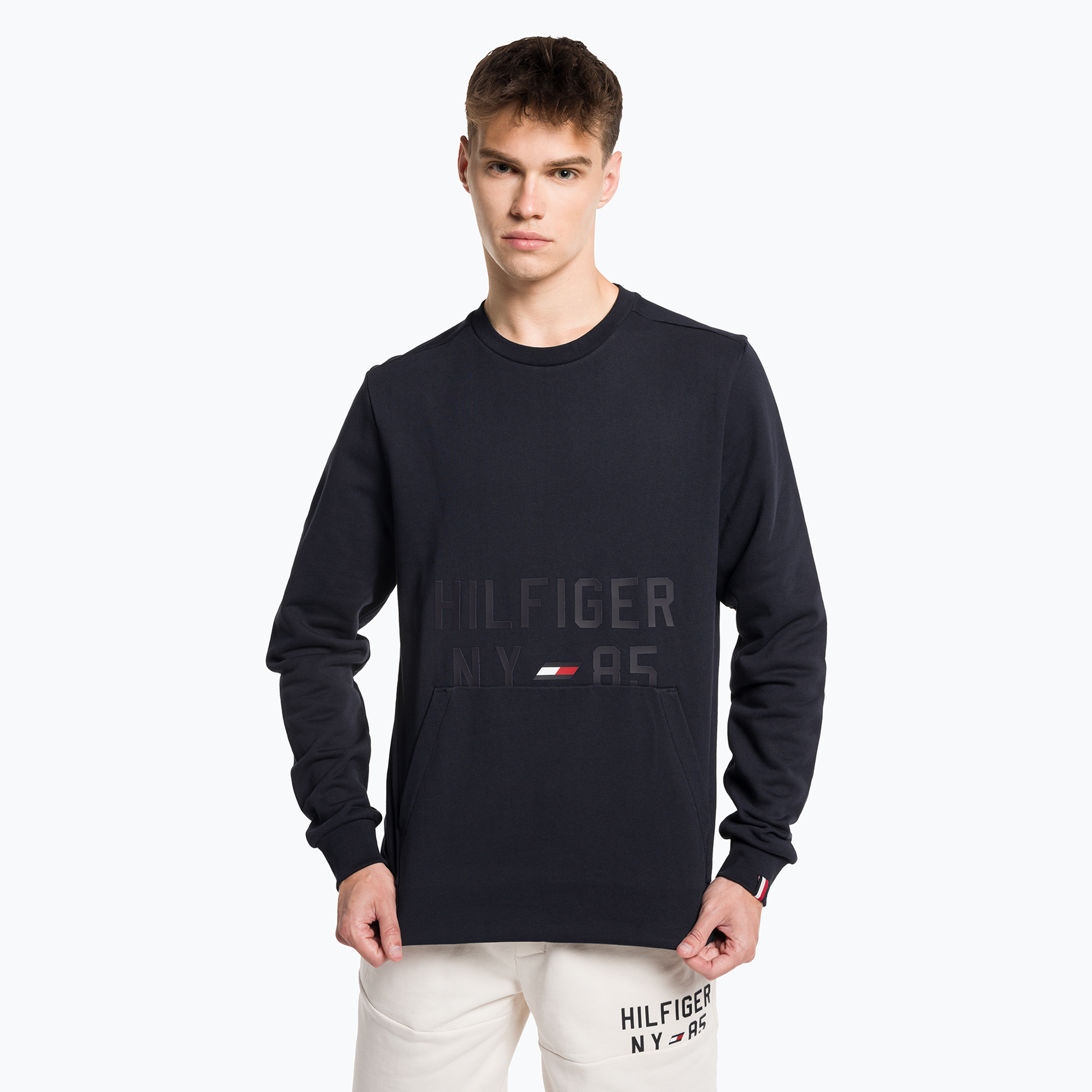 Tommy Hilfiger Graphic Crew blu bărbați bluză de trening pentru bărbați (Graphic Crew MW0MW30399DW5)