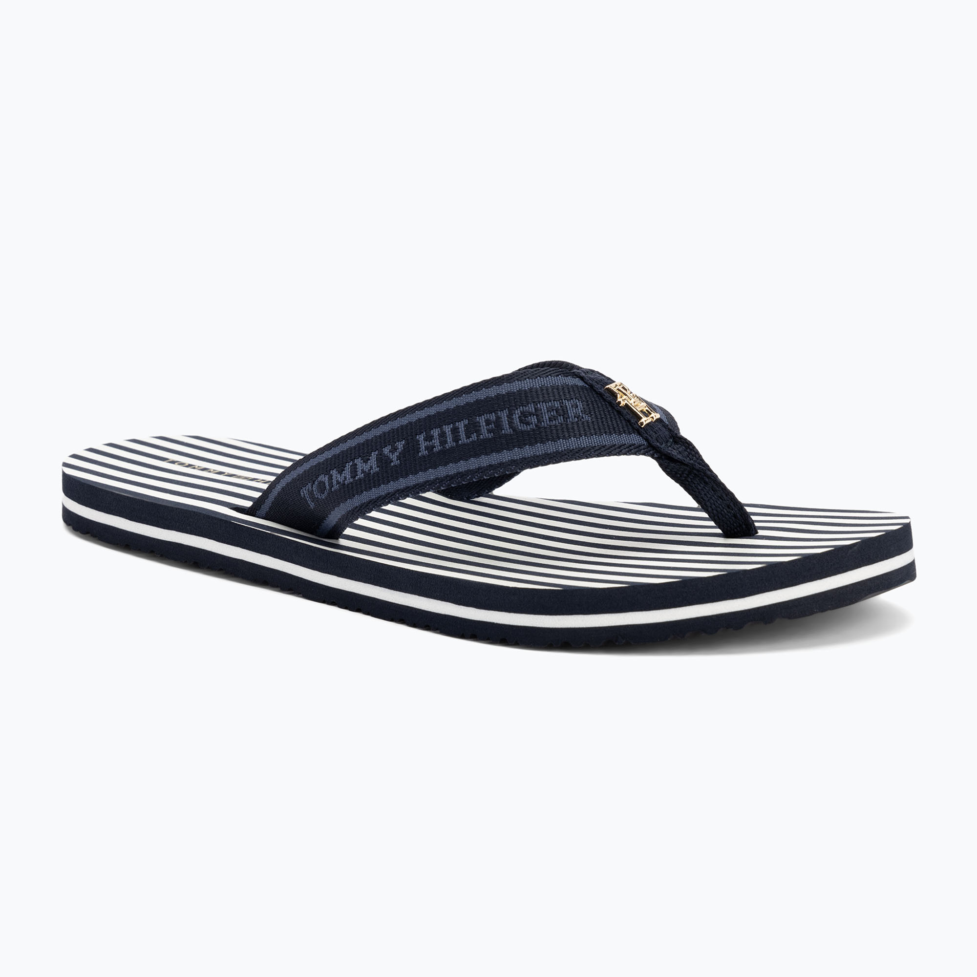 Papuci pentru femei Tommy Hilfiger Stripes Beach Sandal space blue (Stripes Beach Sandal FW0FW08528DW6)