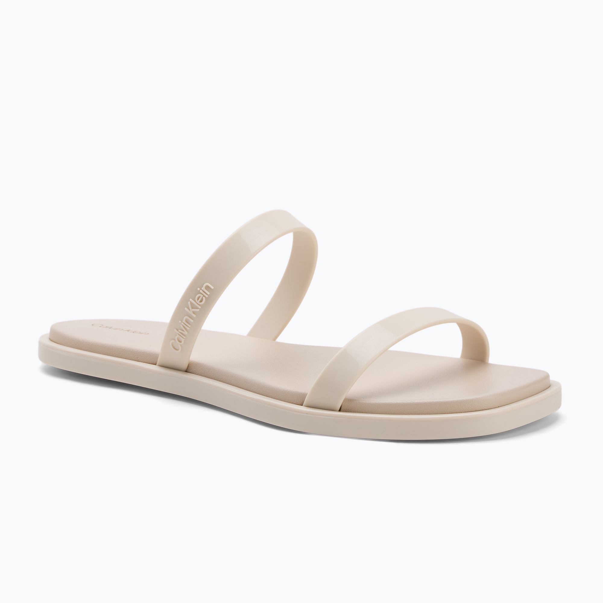 Papuci pentru femei Calvin Klein HW0HW02417 Double Bar Slide - Jelly turtle dove (Double Bar Slide - Jelly HW0HW02417AEO)
