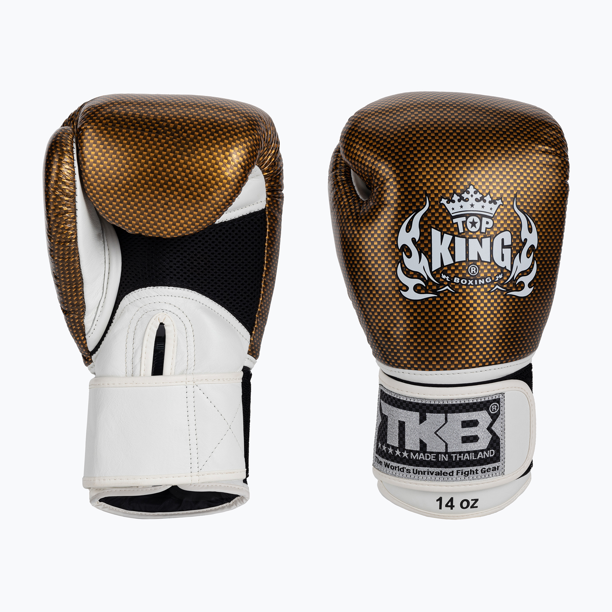 Top King Muay Thai Muay Thai Muay Thai Empower mănuși de box alb TKBGEM-02A-WH-GD-10