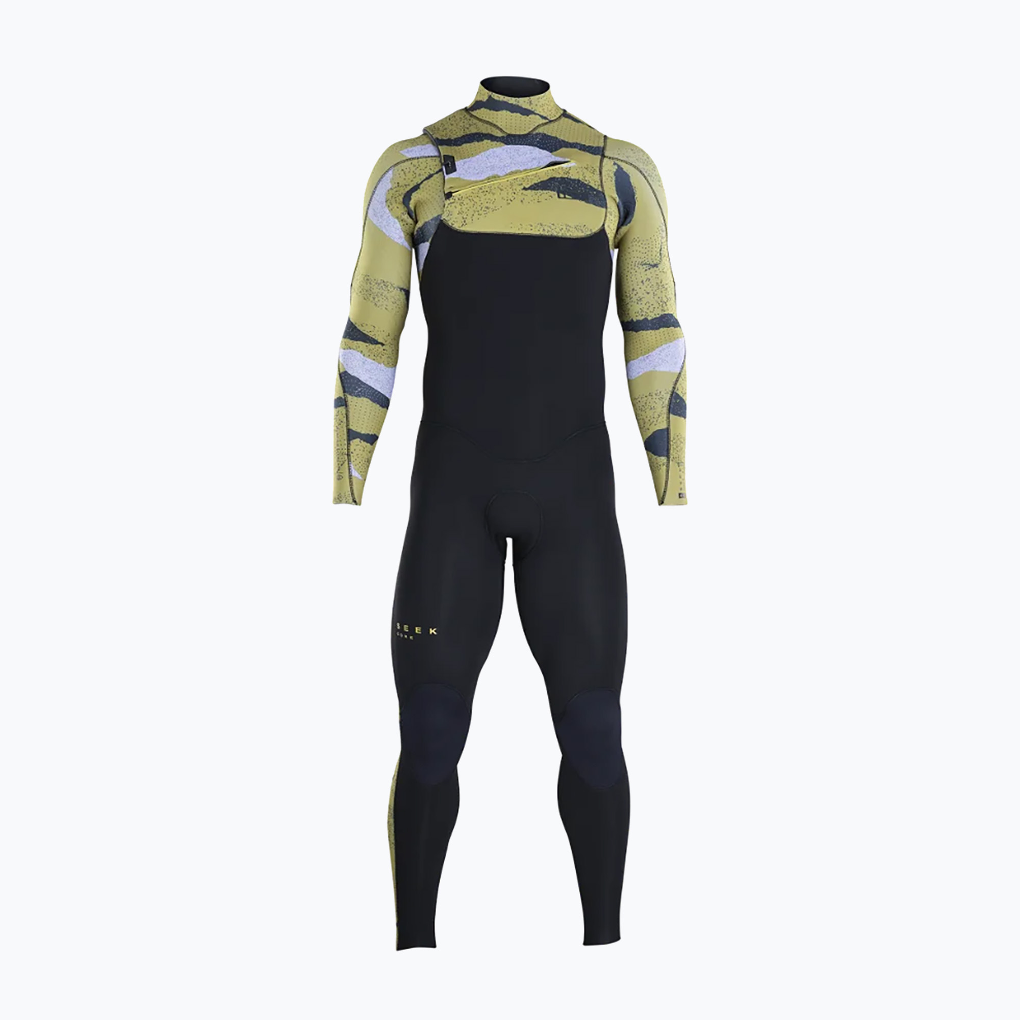 Costum de înot pentru bărbați ION Seek Core 4/3 cu fermoar frontal, negru/ambra închisă