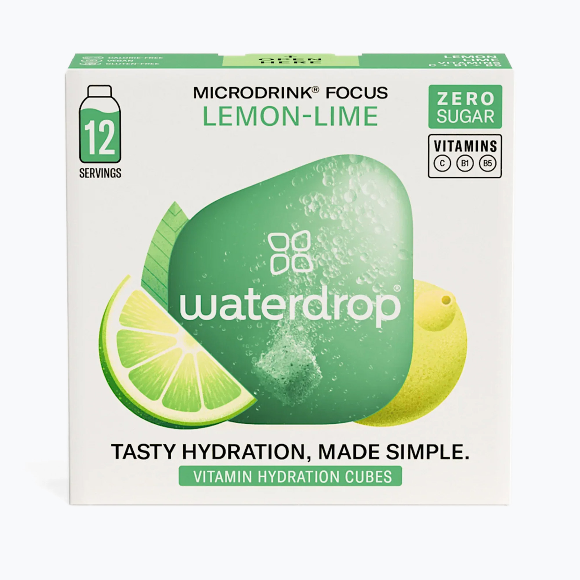 Băutură izotonică waterdrop Microdrink Focus 12 kostek lime green coffee