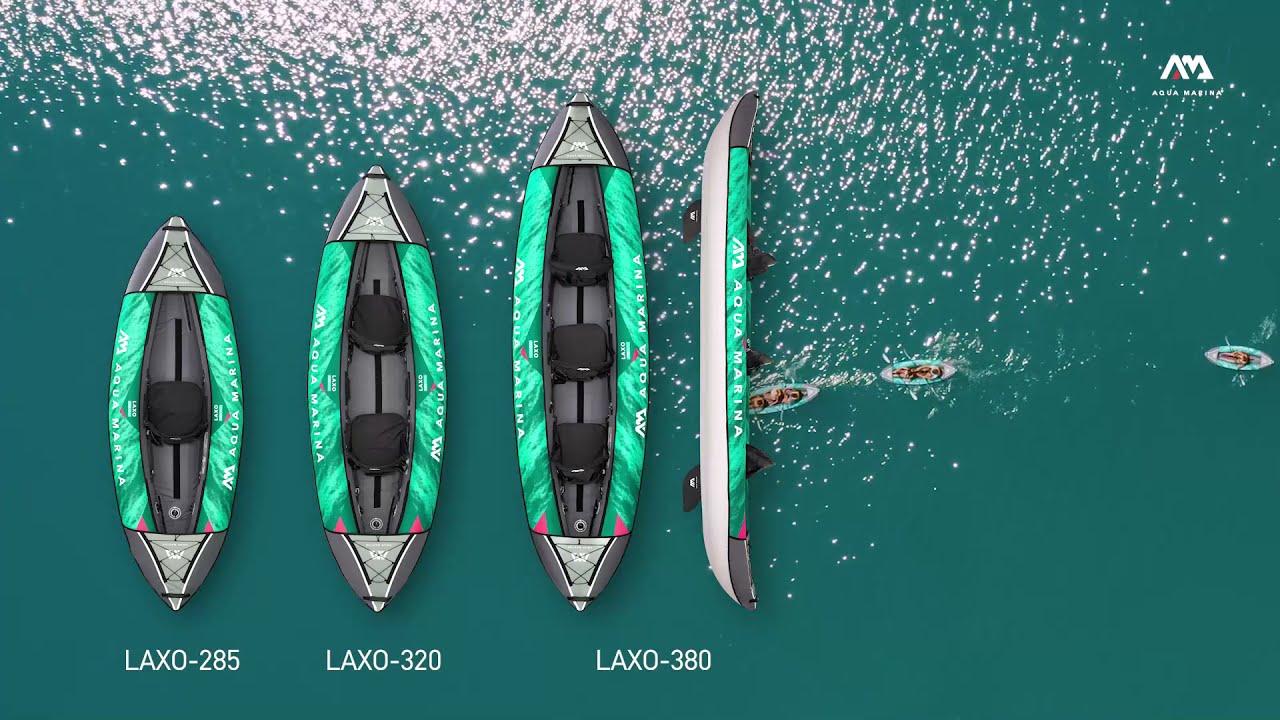 Caiac gonflabil 3-personă 12'6″ AquaMarina Recreational Kayak verde Laxo-380
