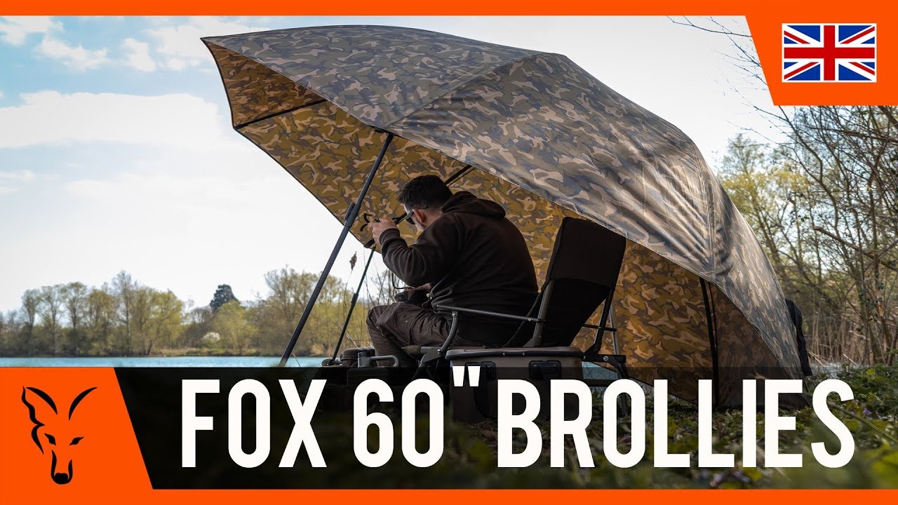 Fox 60 'Camo Camo Brolly umbrelă maro crap CUM268