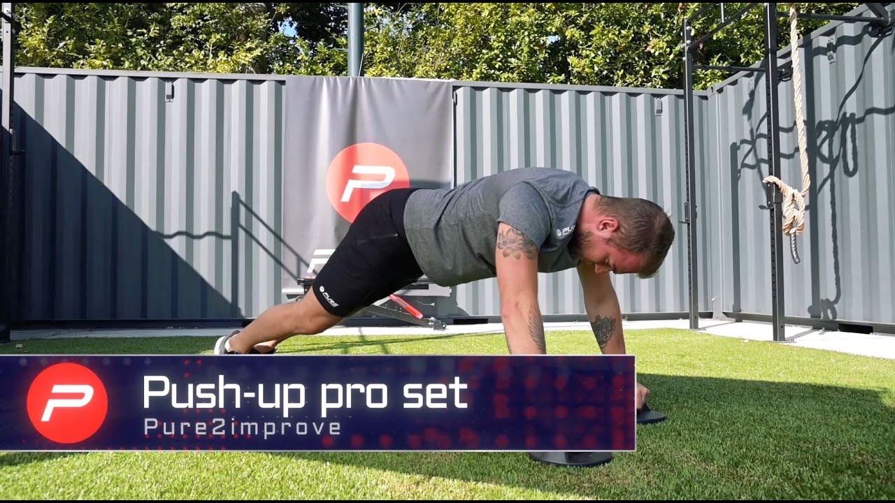 Mânere pentru împingere Pure2Improve Push-up Pro Set roșu-negru P2I202160