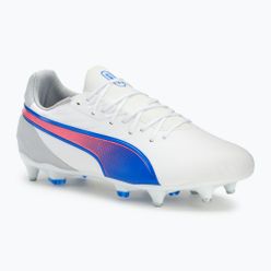 Încălțăminte de fotbal pentru bărbați PUMA King Match MxSG puma white/bluemazing/flat light grey/sunset glow