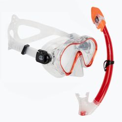 Set de snorkeling pentru copii AQUASTIC Minke mască + tub roșu