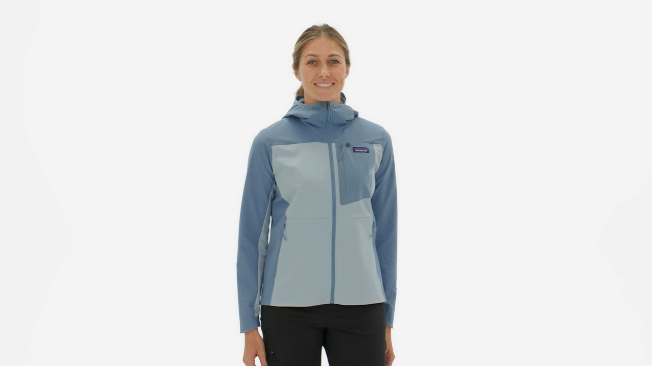 Geacă softshell pentru femei Patagonia R1 CrossStrata Hoody lagom blue